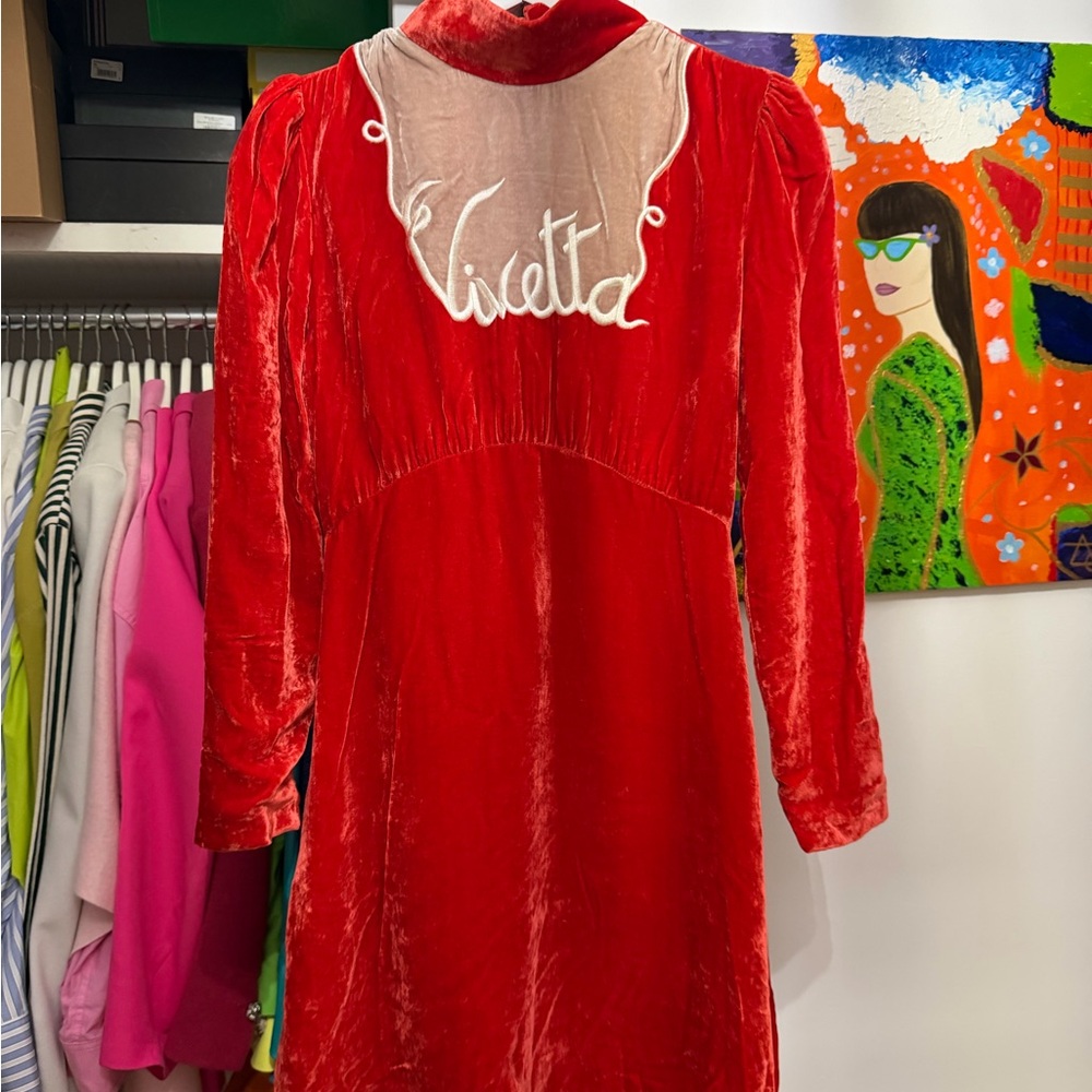 Vibrant Red Velvet Kids Dress by Vivetta
